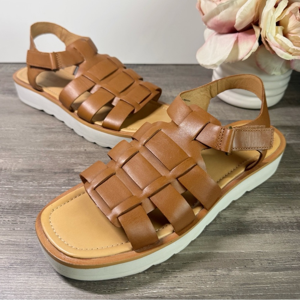 Madewell Fisherman Flatform English Saddle Leather Sandals Womens 10 $128 - Picture 3 of 9